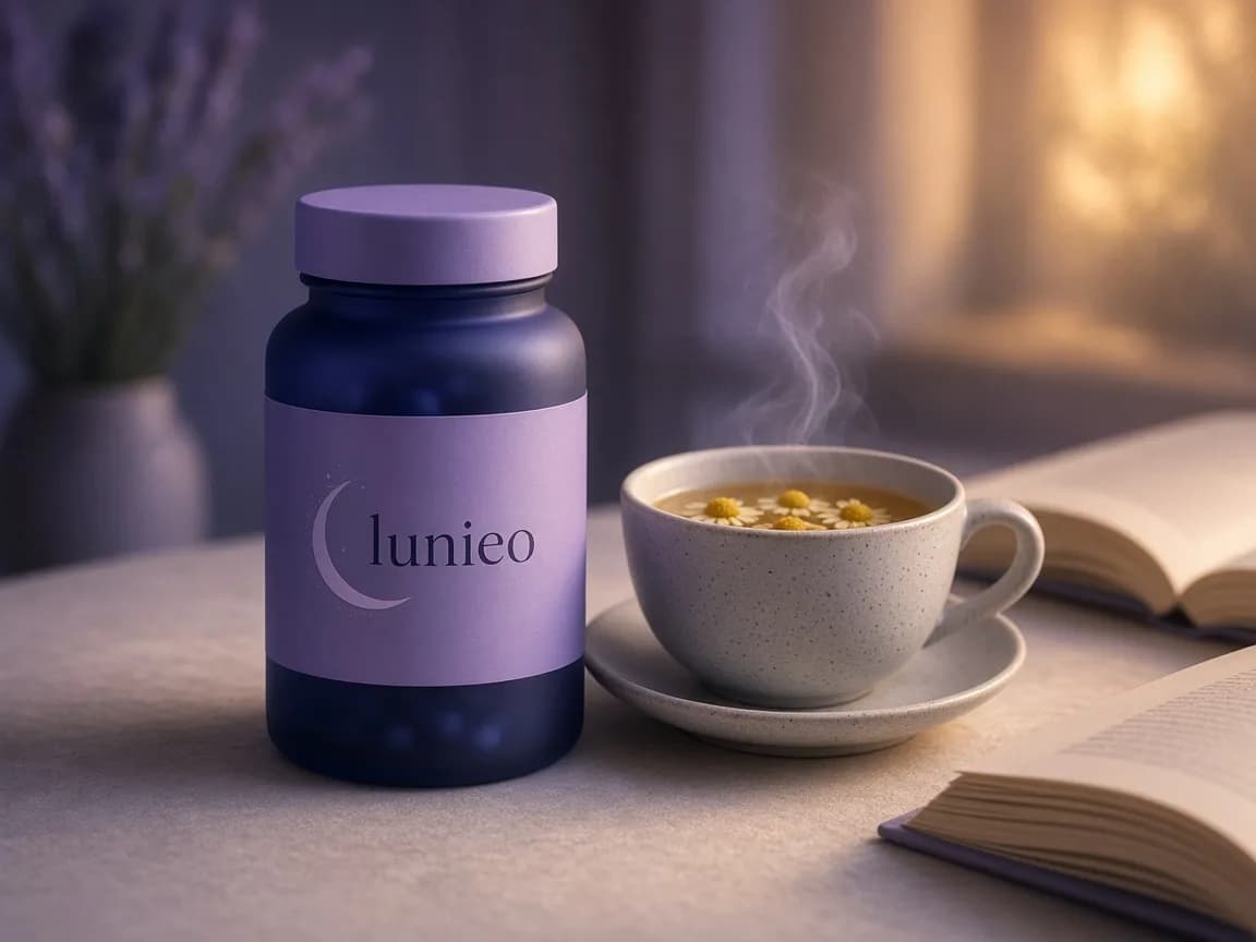 Stress & Calm by Lunieo, styled on a moonlit nightstand